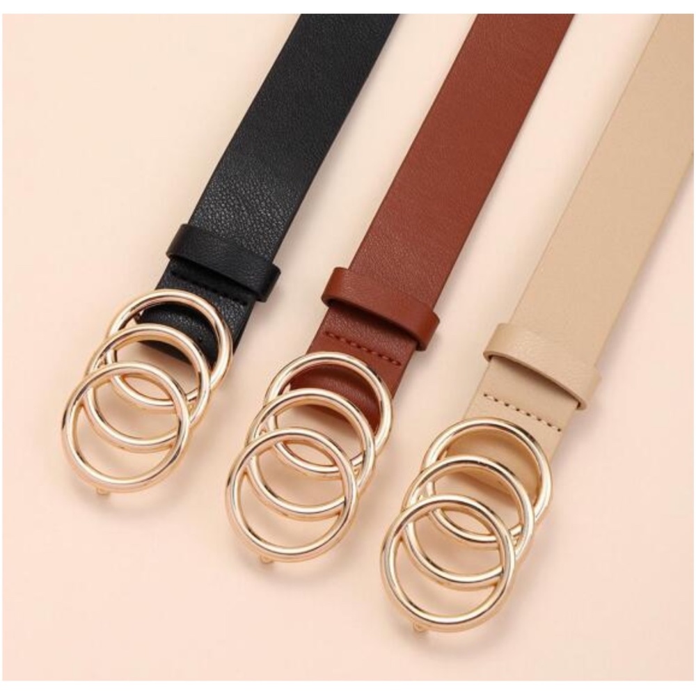 Vegan leather Circle Buckle Minimalist Belt - Picture 3 of 3